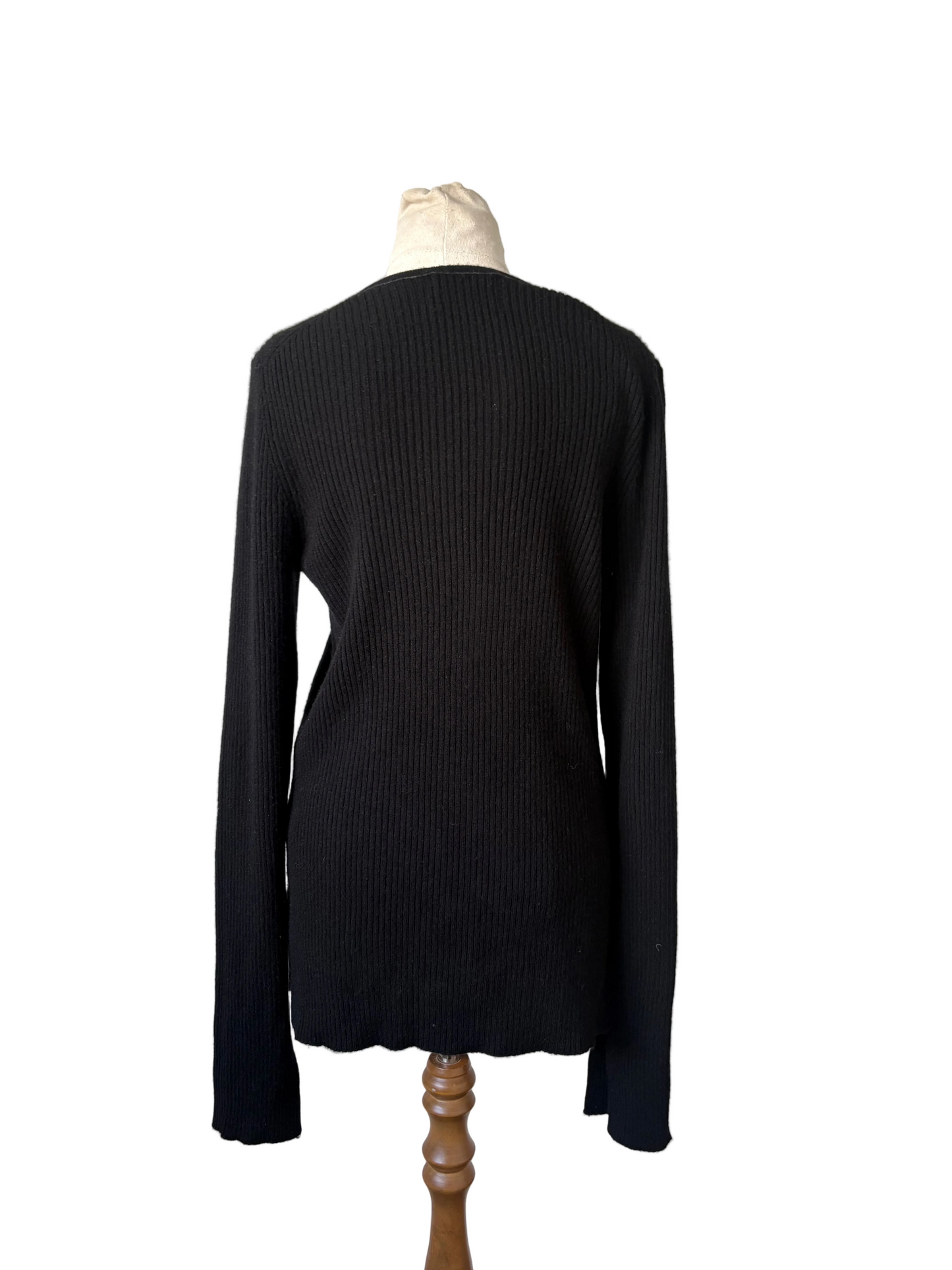 Bassike Wool Cashmere + Wool Classic Rib Knit in Black | size 10 RRP $469
