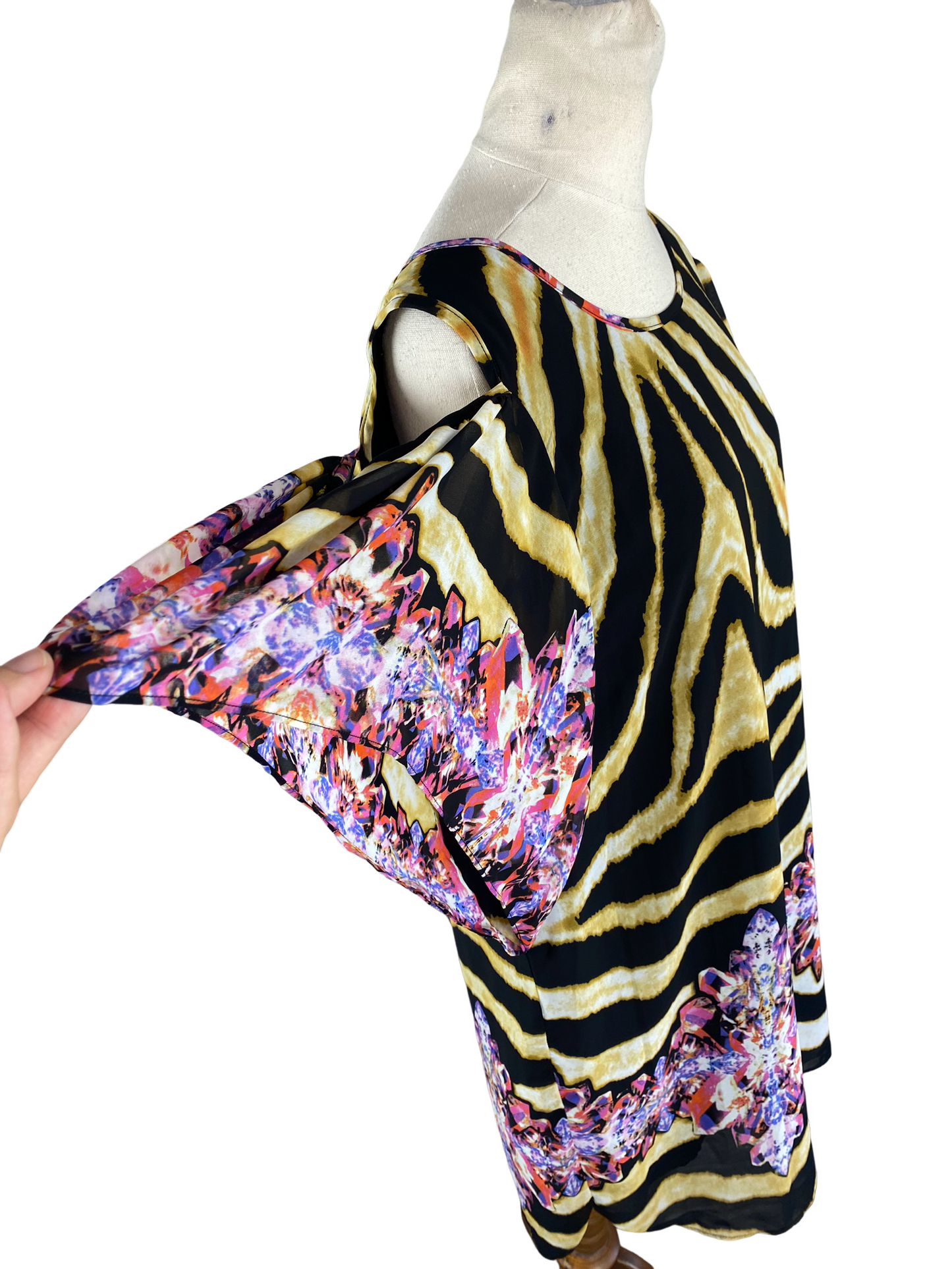 Augustine pattern dress with cut-out shoulders | size 12