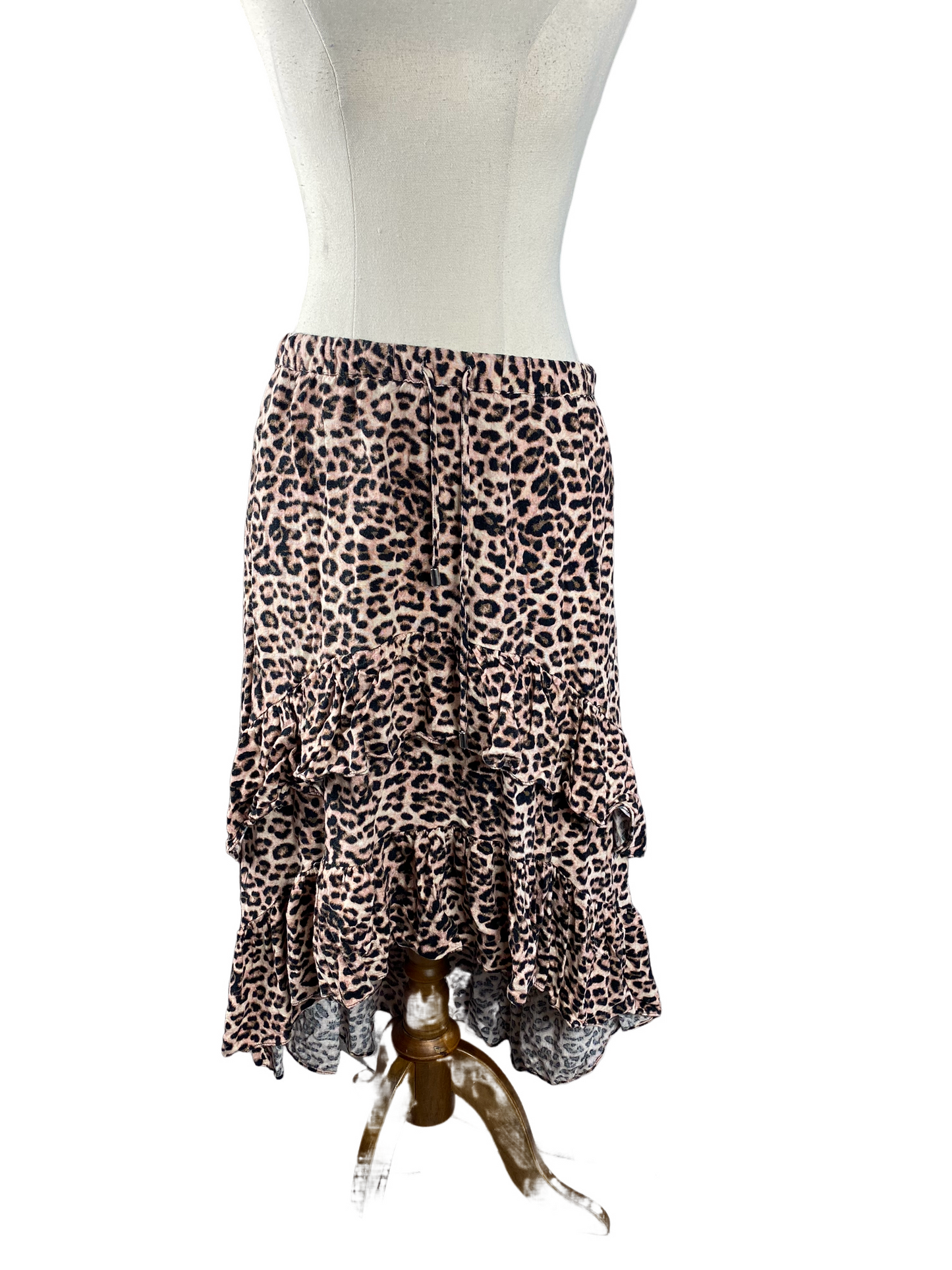 Decjuba midi animal print high-low ruffle skirt | size 12