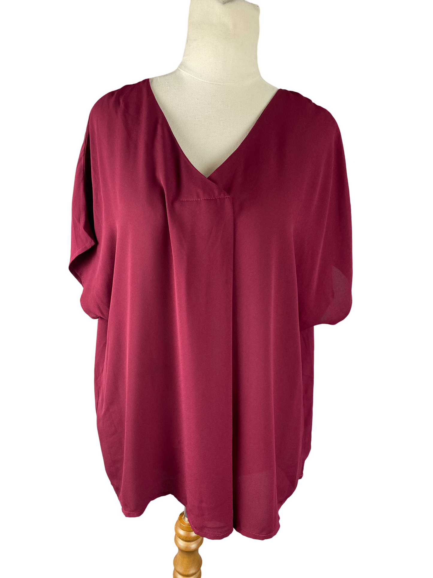 Emery Rose maroon sheer top | size 12