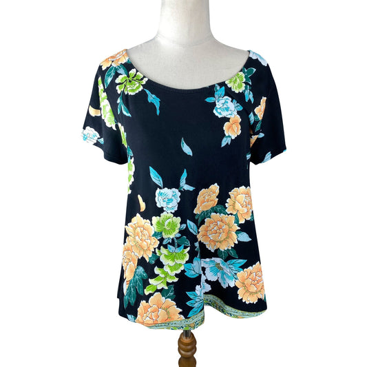 Paint It Red black floral top with sheer back | size 8