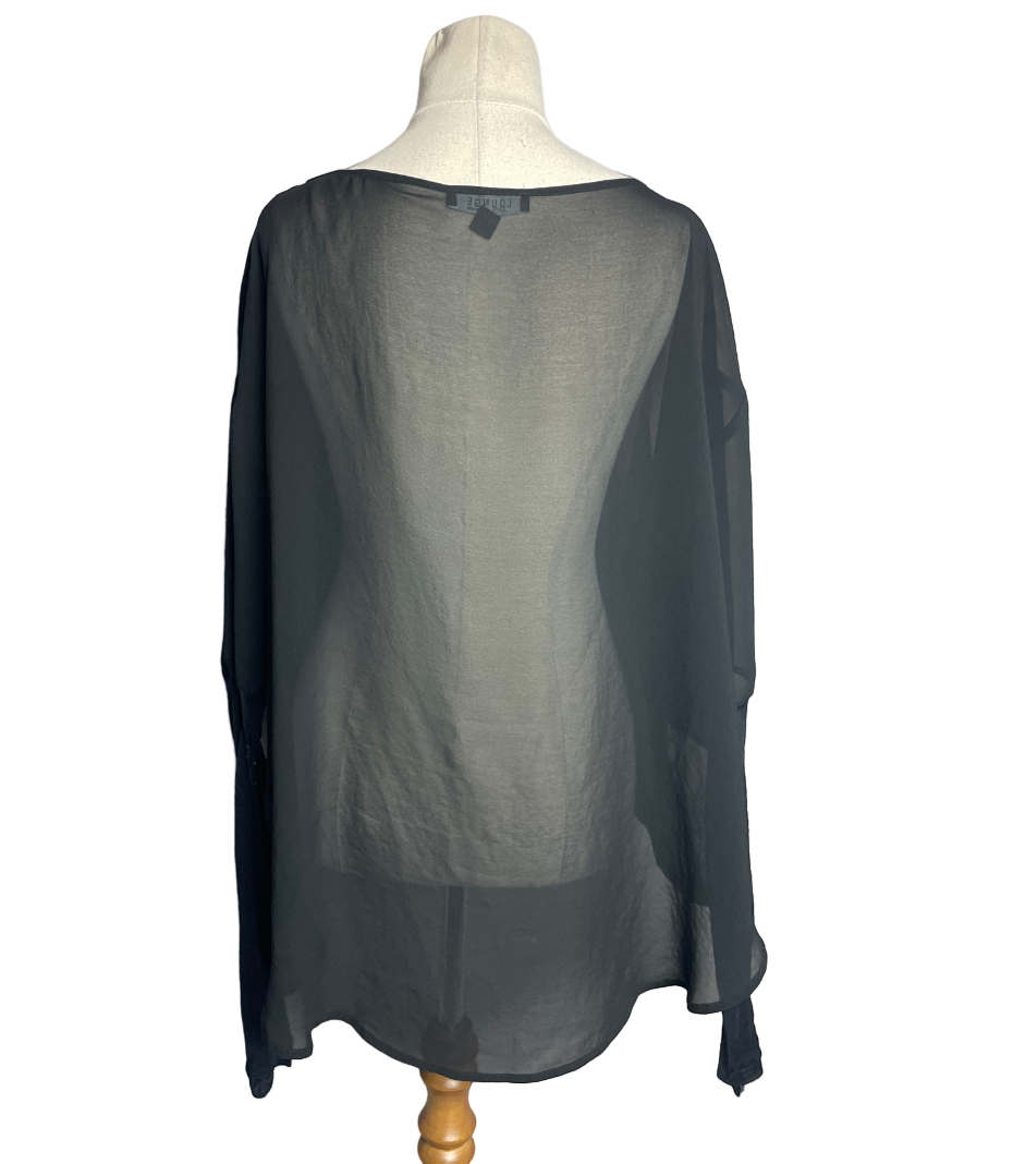 Lounge sheer black blouse | size 10-12