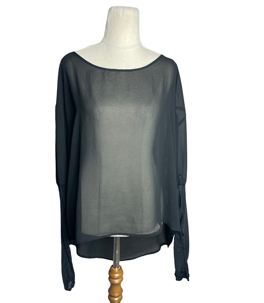Lounge sheer black blouse | size 10-12