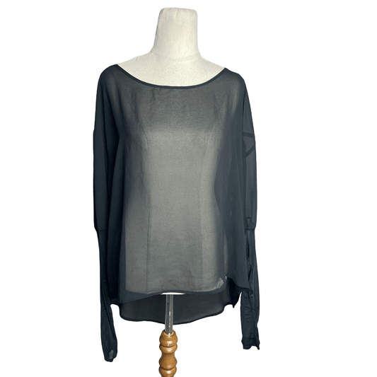 Lounge sheer black blouse | size 10-12