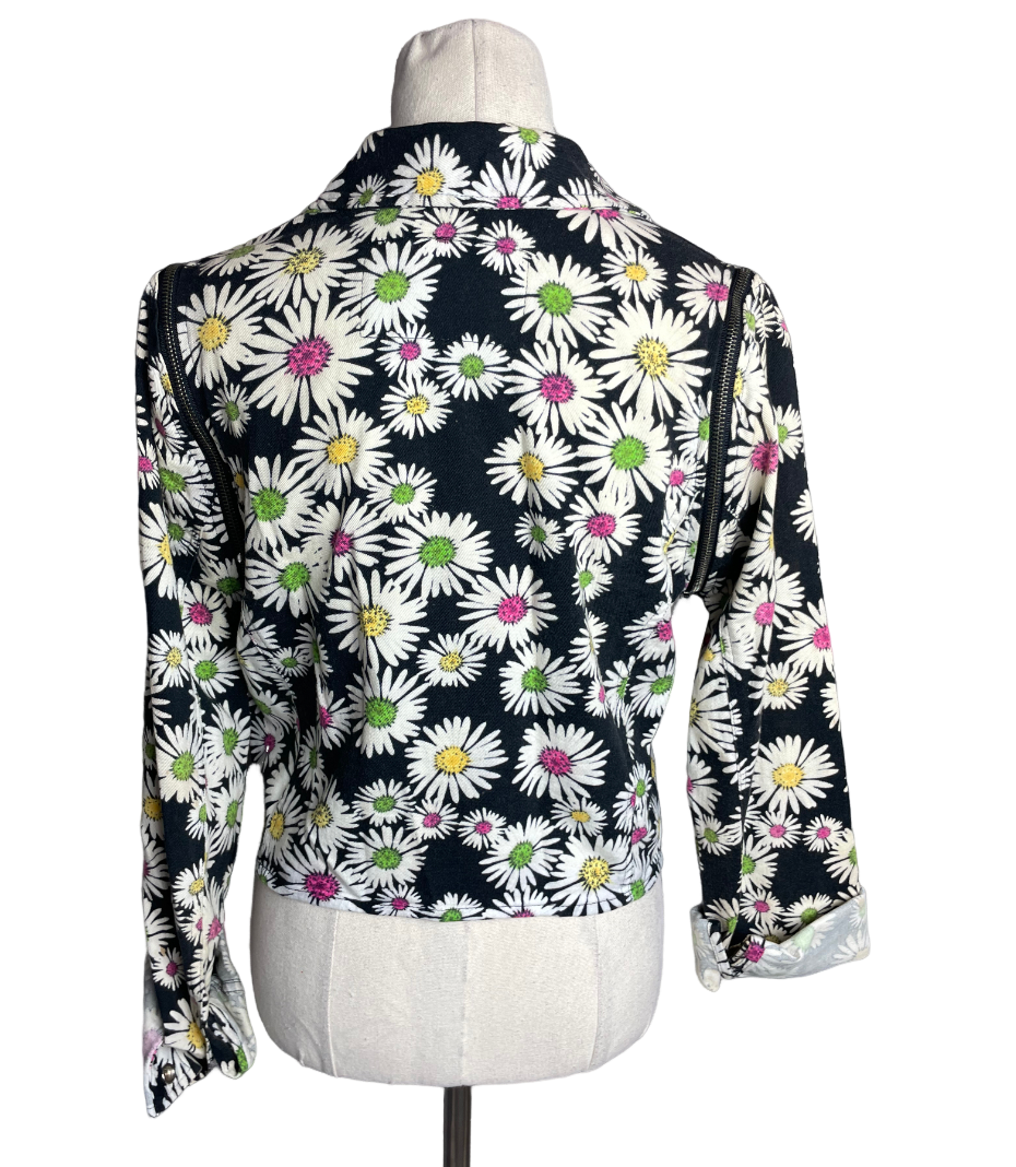 Nasty Gal flower print denim jacket | size 12-14