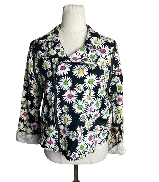 Nasty Gal flower print denim jacket | size 12-14