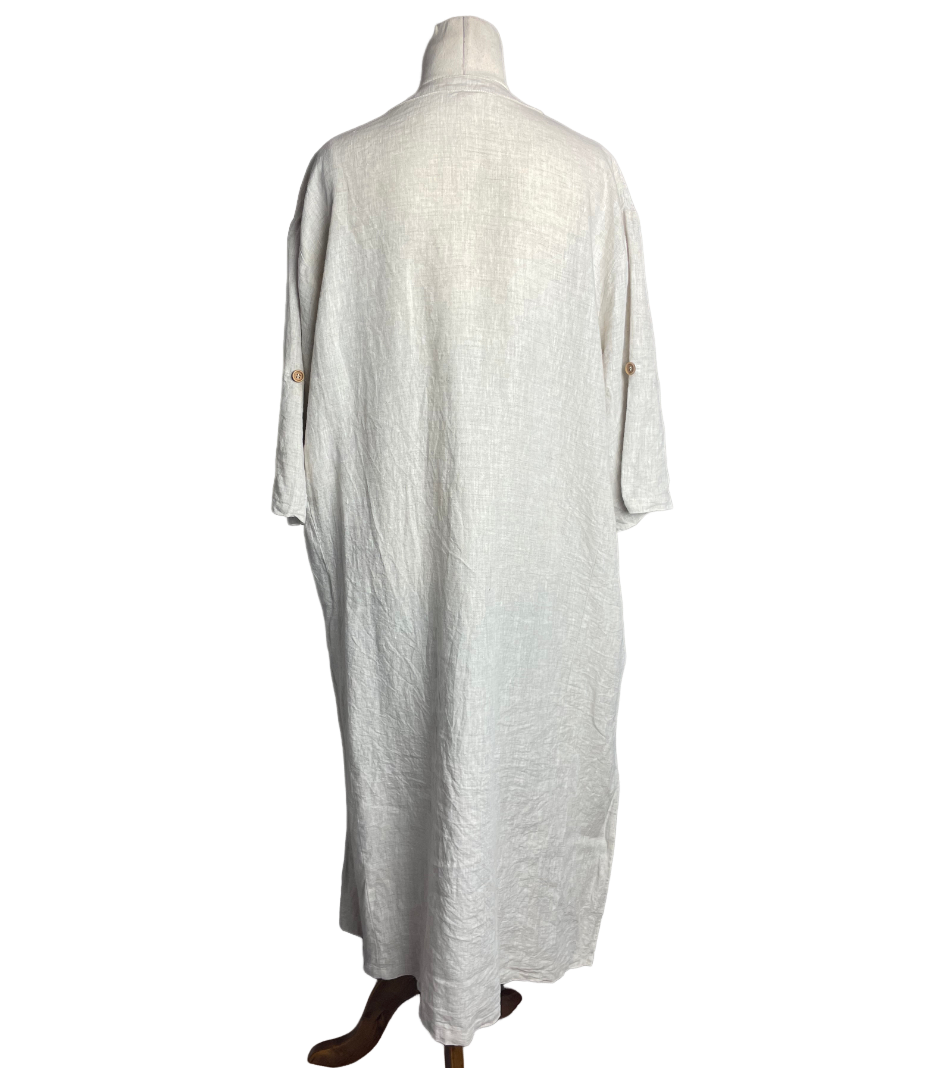 Natural For Birds relaxed cream linen dress | size 14 $179 RRP