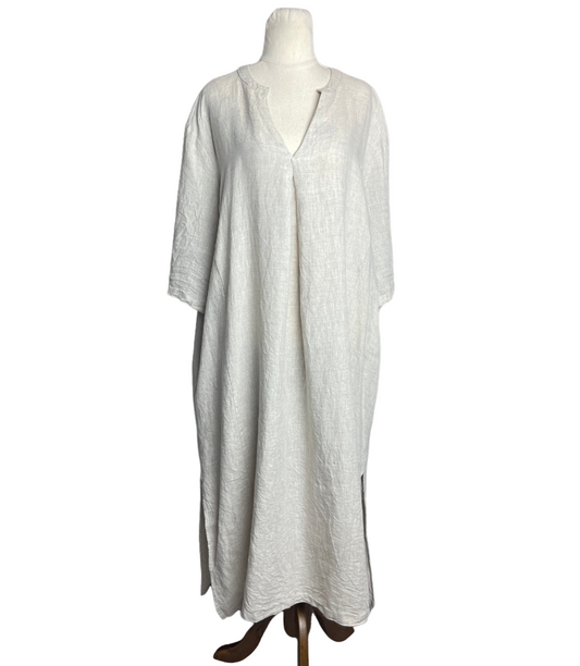 Natural For Birds relaxed cream linen dress | size 14 $179 RRP