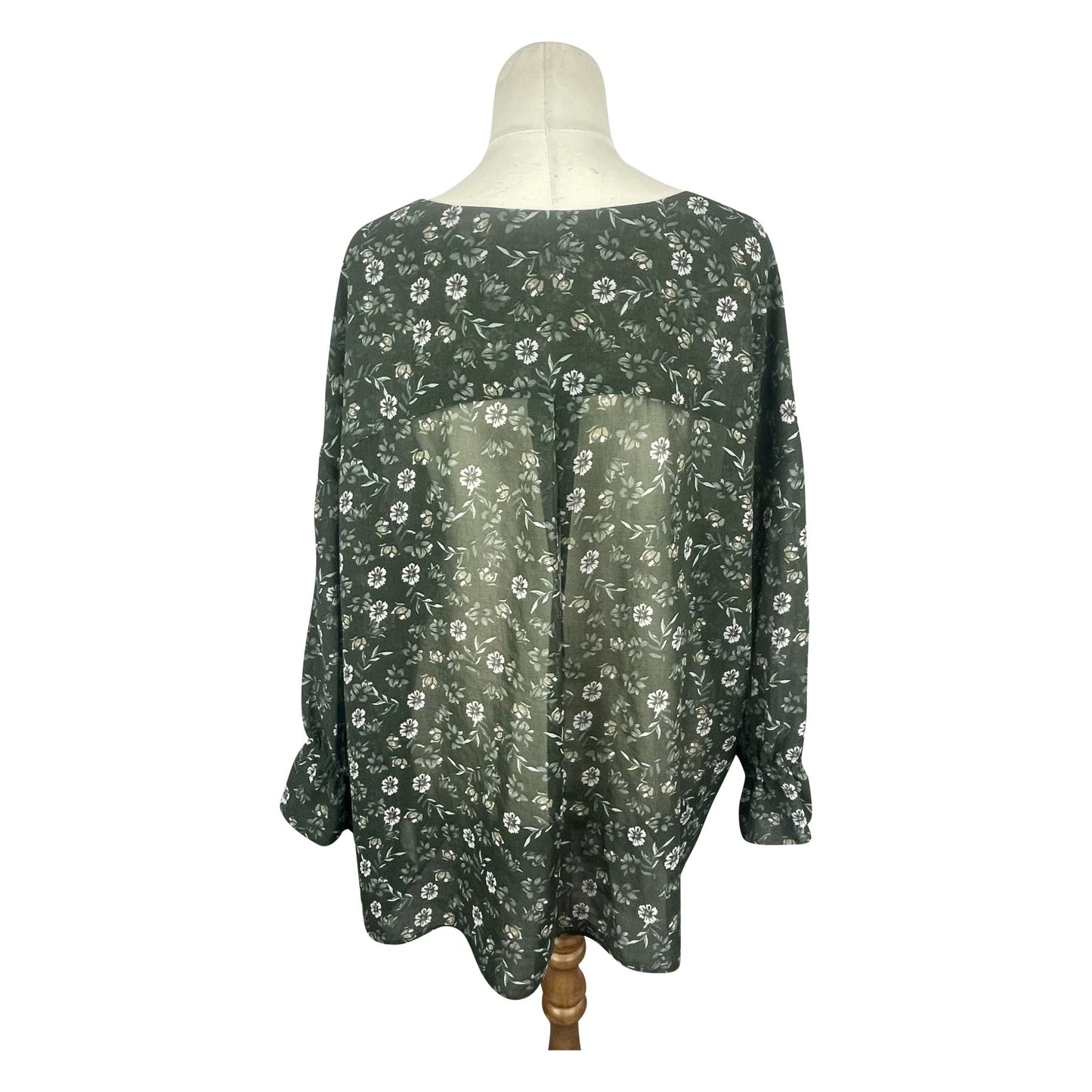 PiPER green floral oversize sheer blouse | size 10
