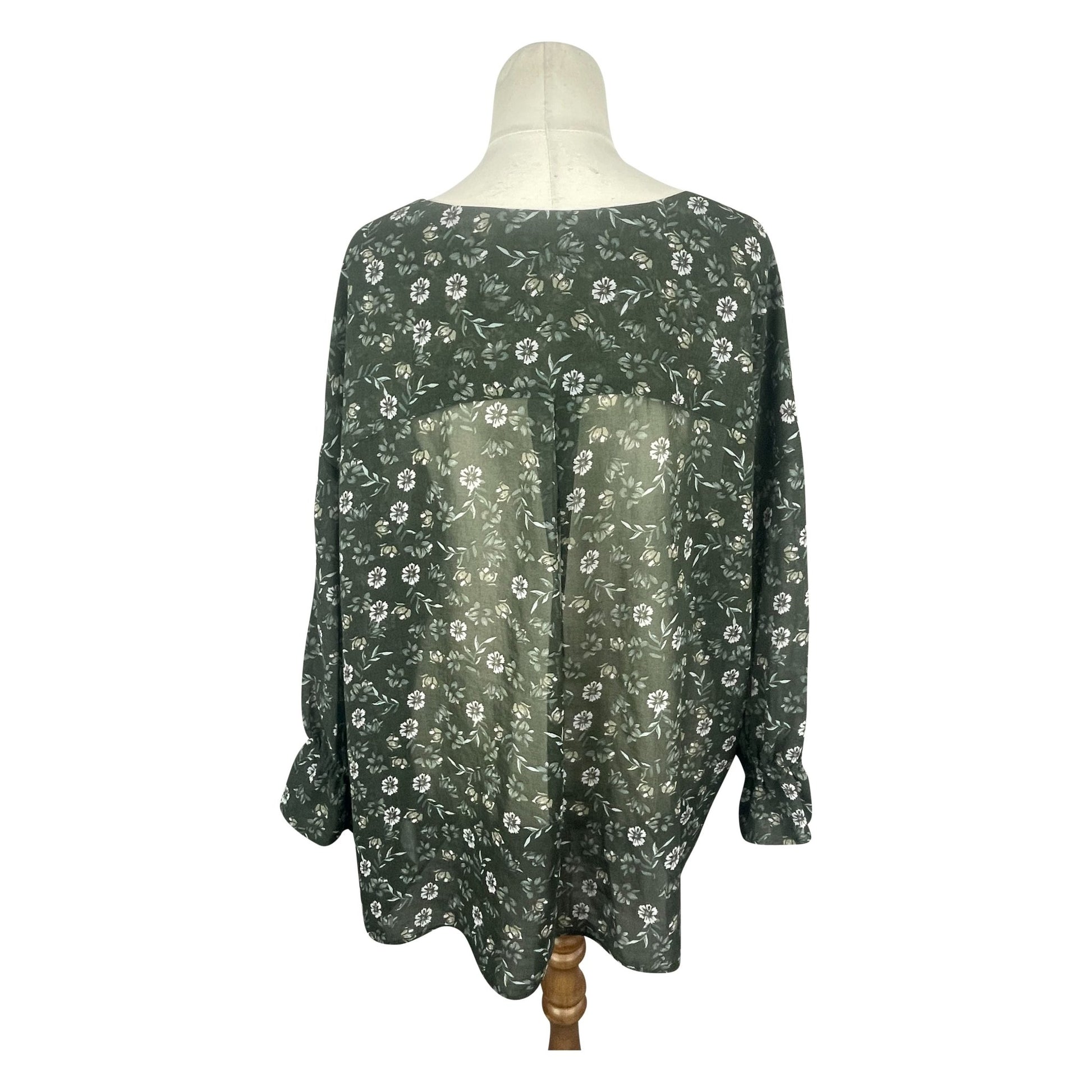 PiPER green floral oversize sheer blouse | size 10