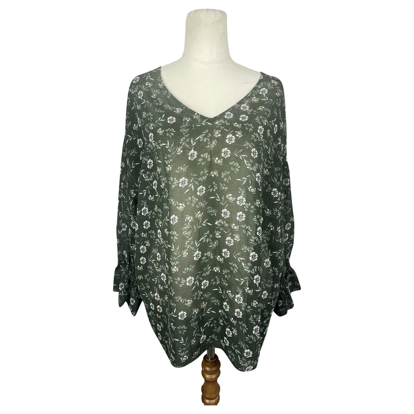 PiPER green floral oversize sheer blouse | size 10