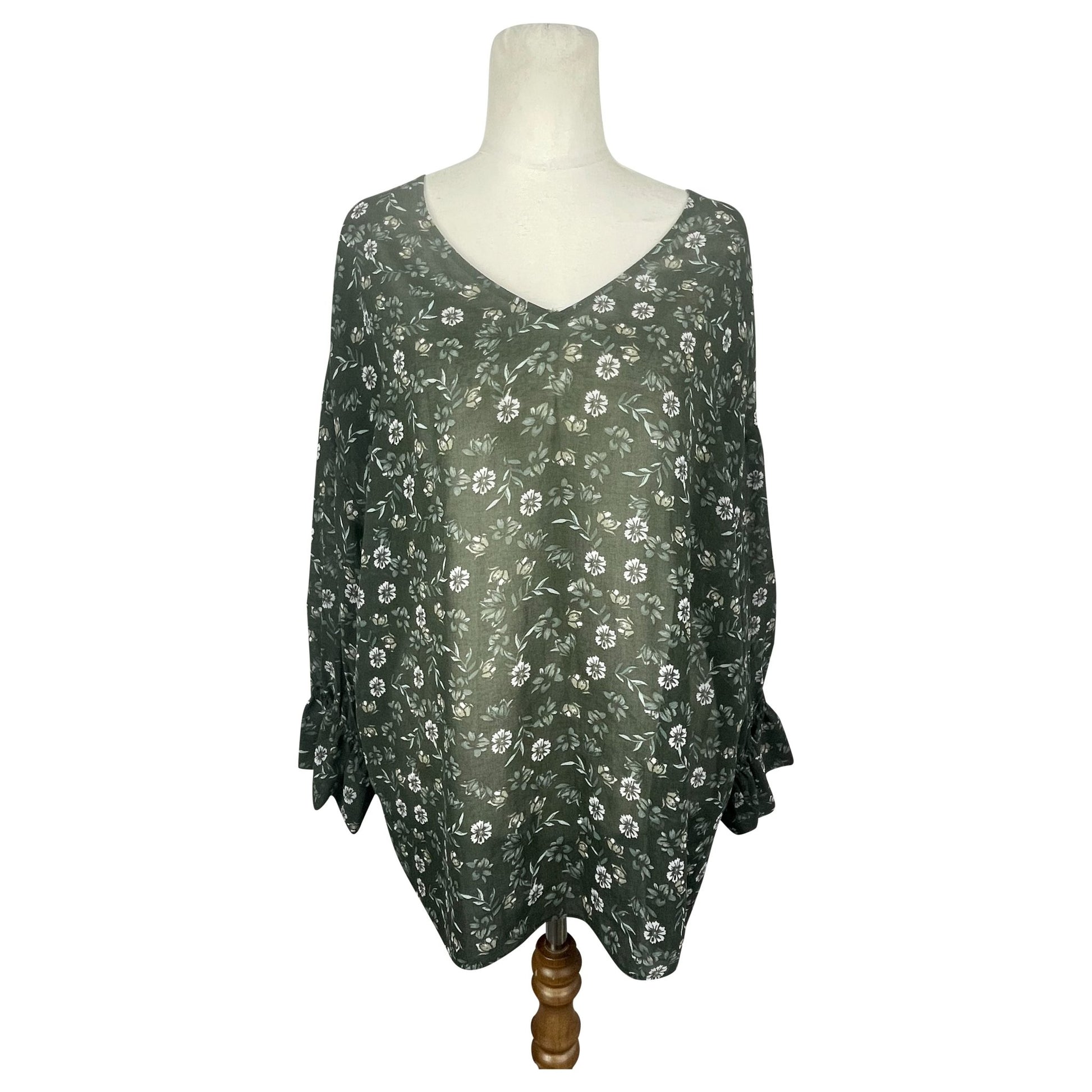 PiPER green floral oversize sheer blouse | size 10