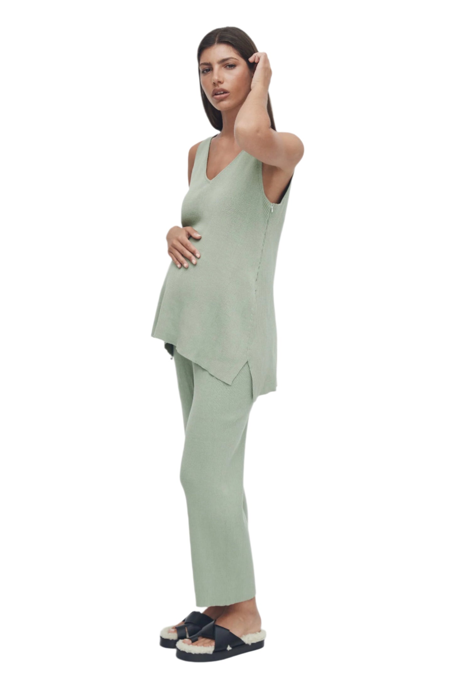 Légoe Heritage sage rib knit sleeveless top | size 10 (matching pants available)