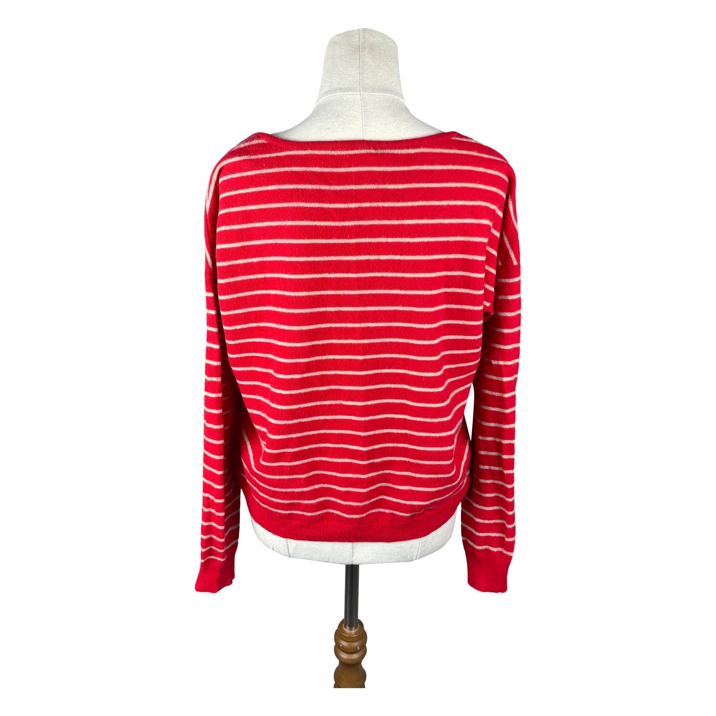 Trenery cashmere/wool red jumper w white stripes | size 12