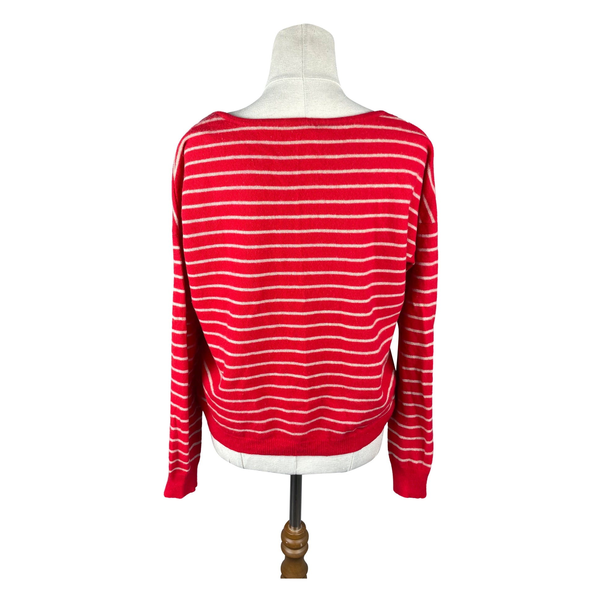 Trenery cashmere/wool red jumper w white stripes | size 12
