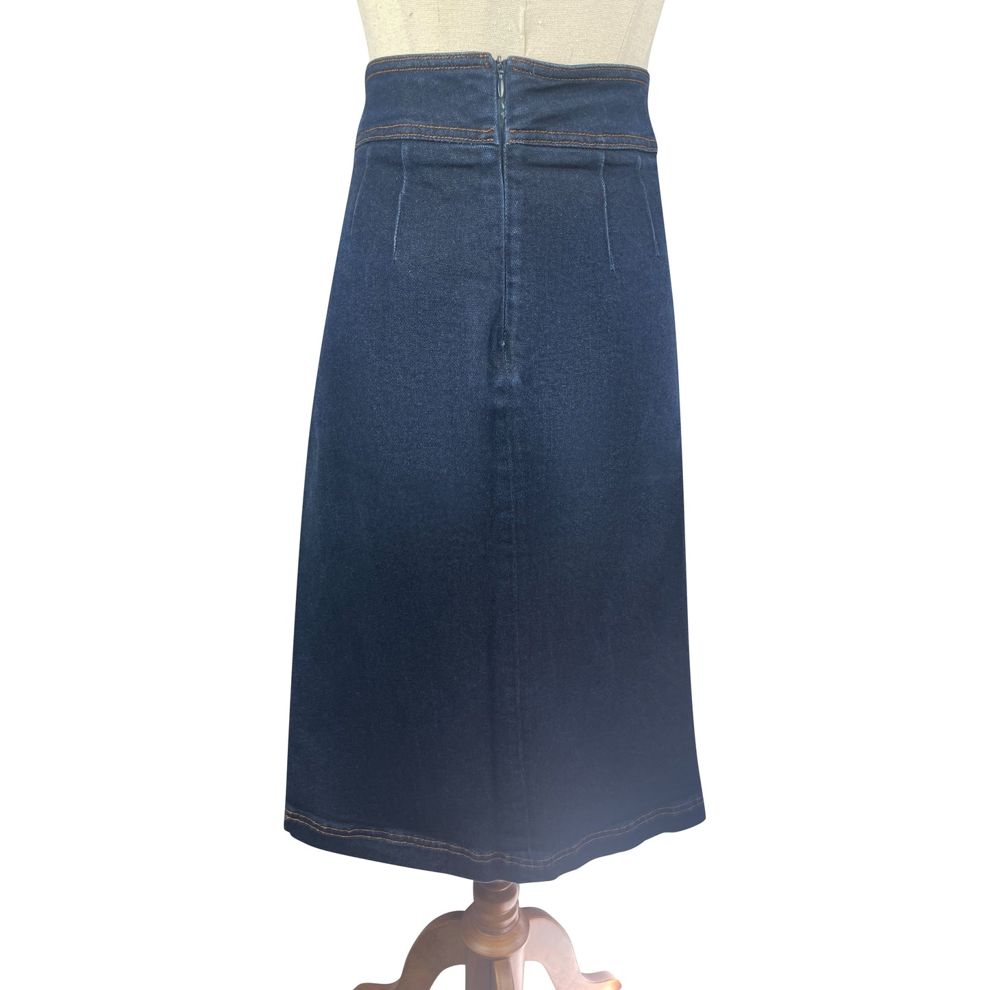 Warehouse dark denim midi skirt | size 10