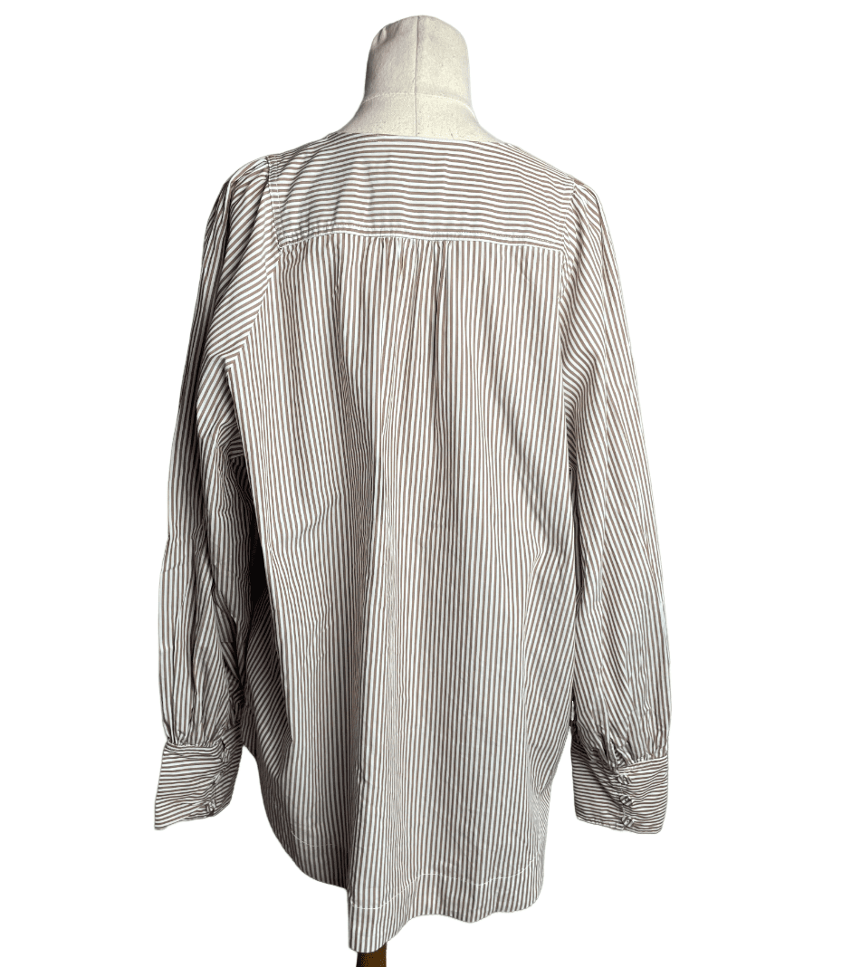 Zoe Kratzmann white and brown stripe blouse | size 12 $219 RRP