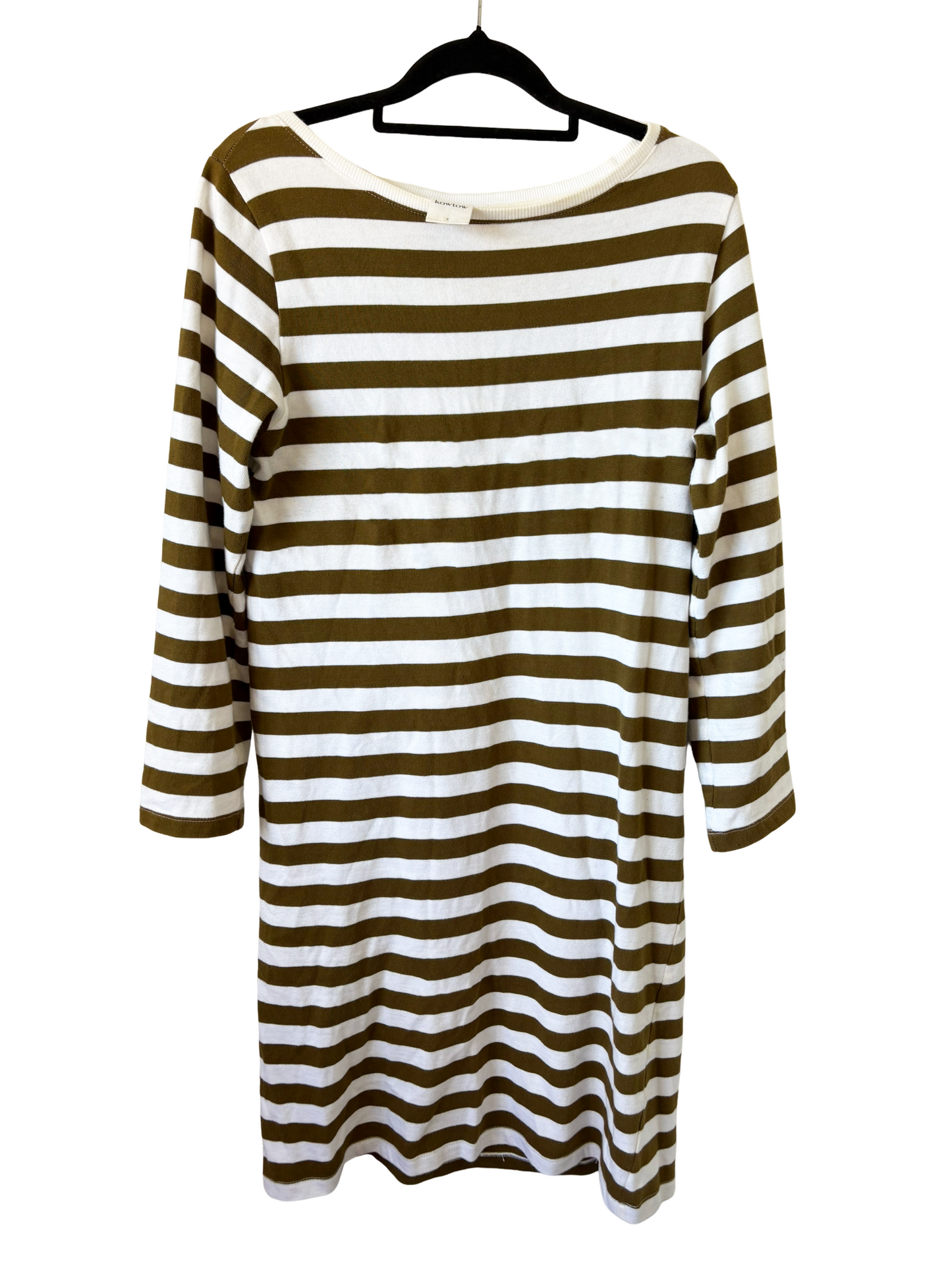 Kowtow brown + white stripe cotton dress | size 10