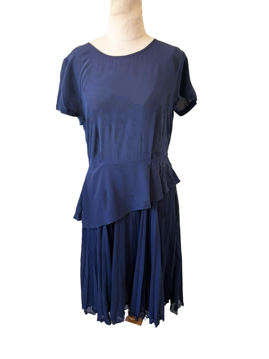 Kate Sylvester silk navy dress | size 8