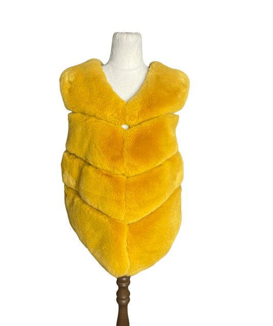 not branded yellow faux fur gilet | size 10-12