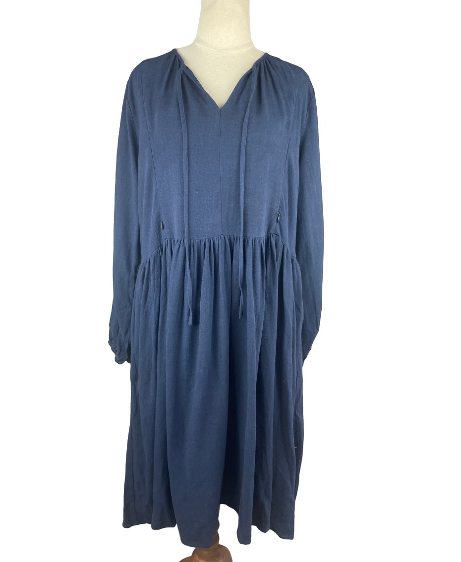 Addison linen blend maternity navy dress w zips for nursing | size 10