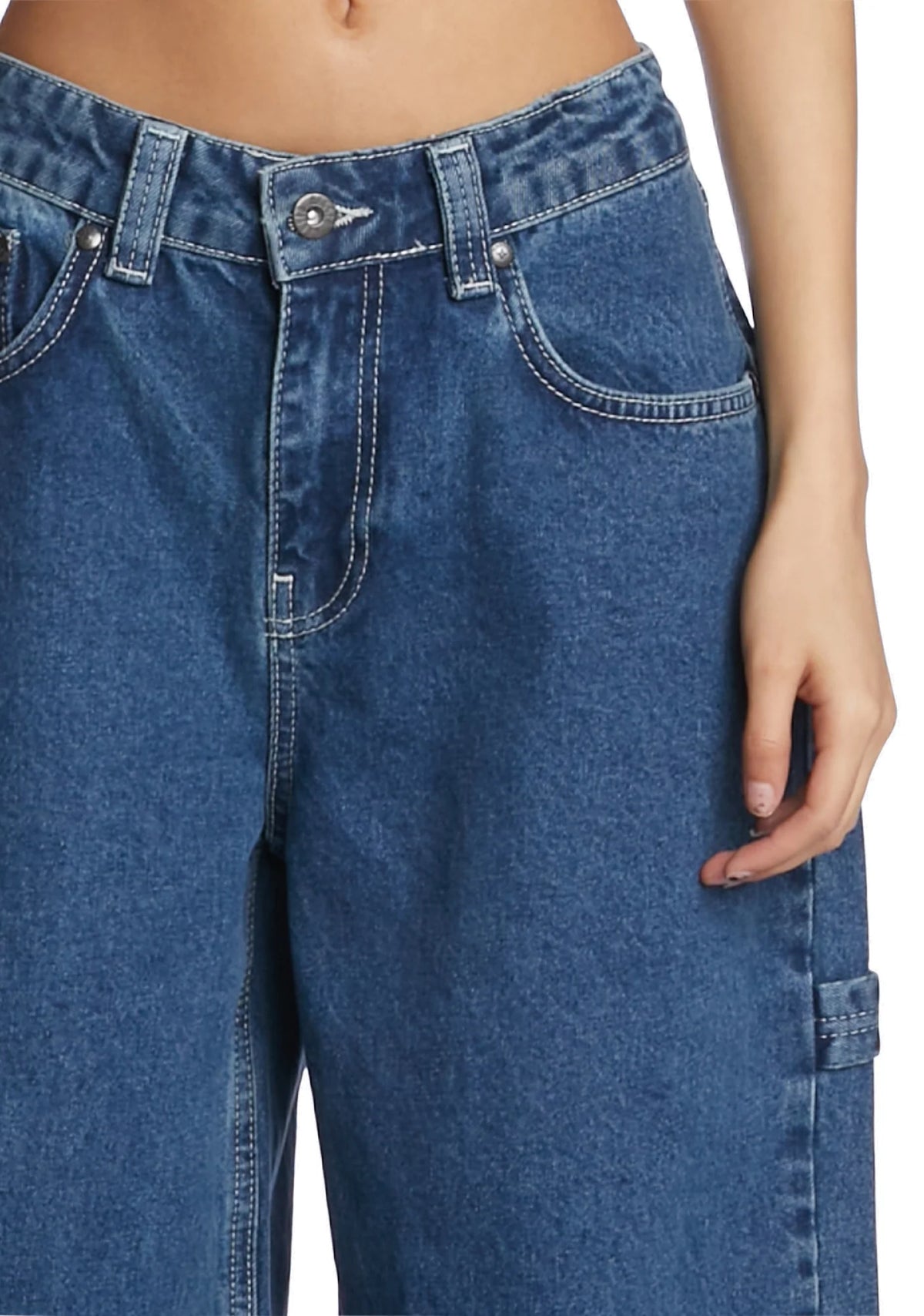 BNWT Ragged Jeans wide leg sweeper jean in mid-blue | size 24 RRP $200